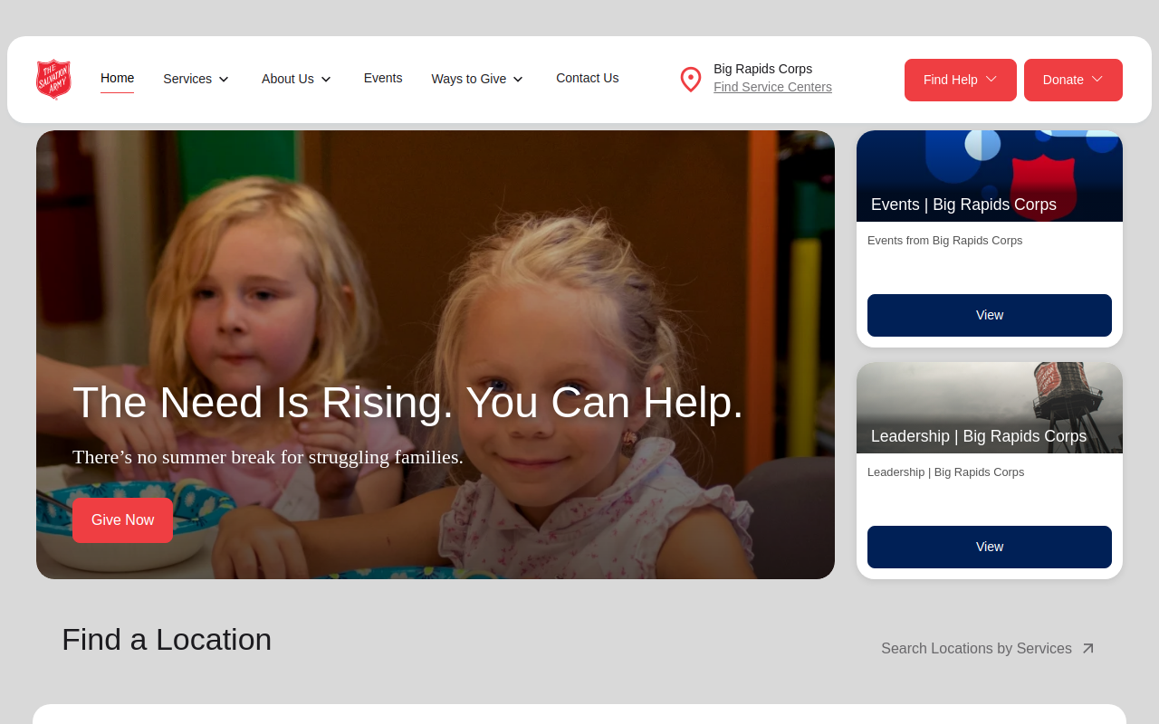 The Salvation Army Big Rapids Corps website preview