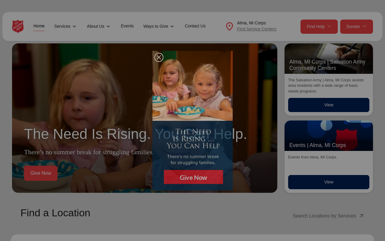 Salvation Army Service Center website preview