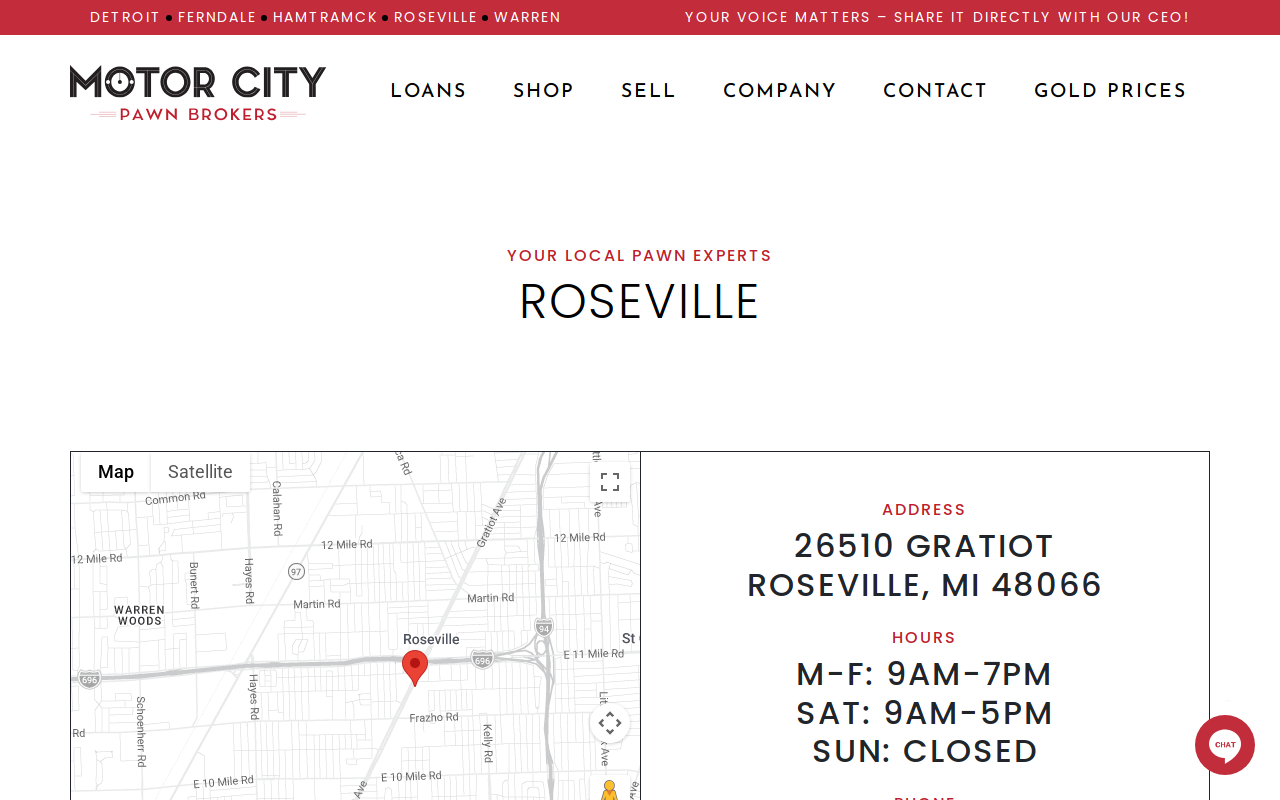 Motor City Pawn Brokers website preview