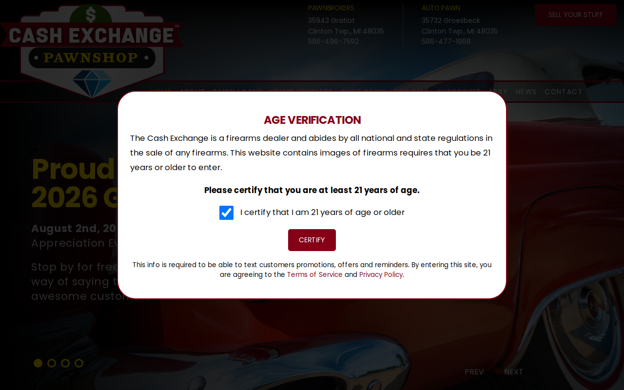 The Cash Exchange Pawnbrokers website preview