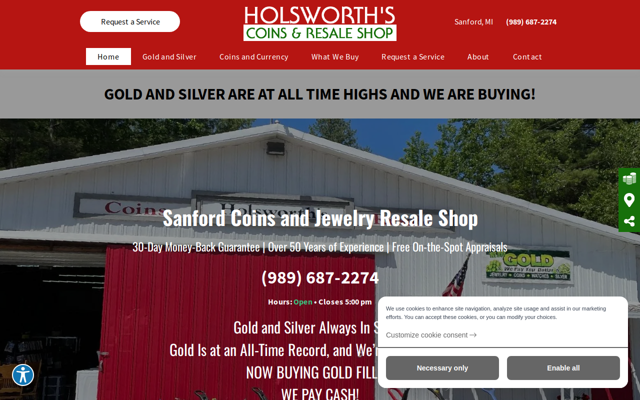 Holsworth Coins & Collectibles website preview