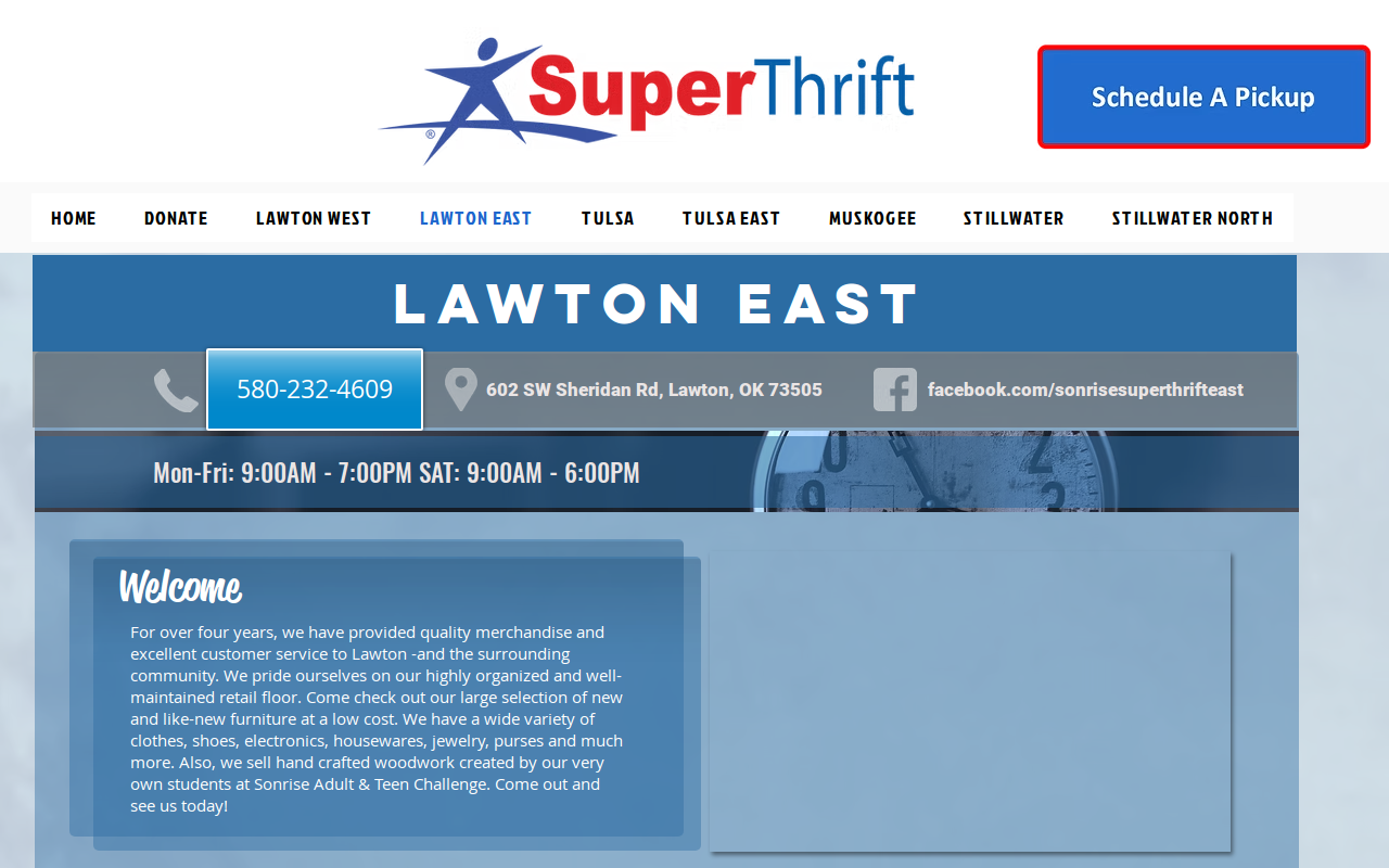 Sonrise Super Thrift East Lawton website preview