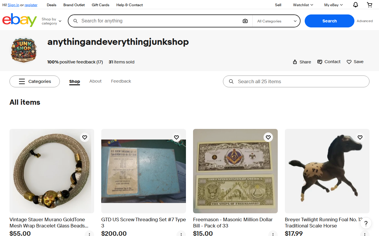 Anything and Everything Junk Shop LLC website preview