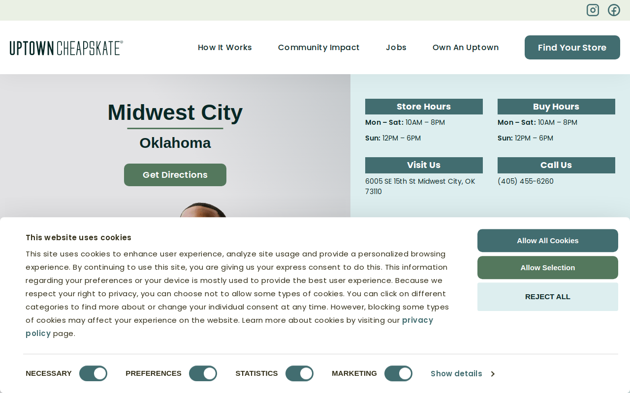 Uptown Cheapskate website preview