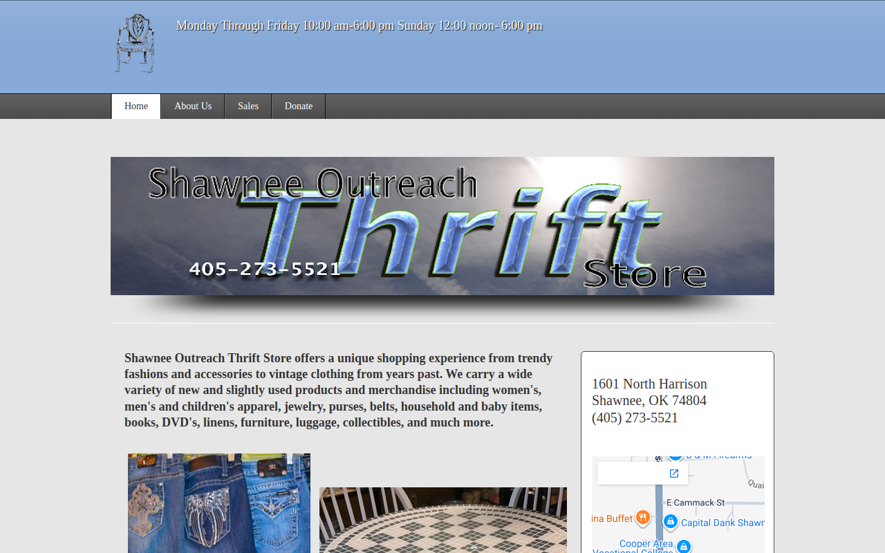 Shawnee Outreach Thrift Store website preview