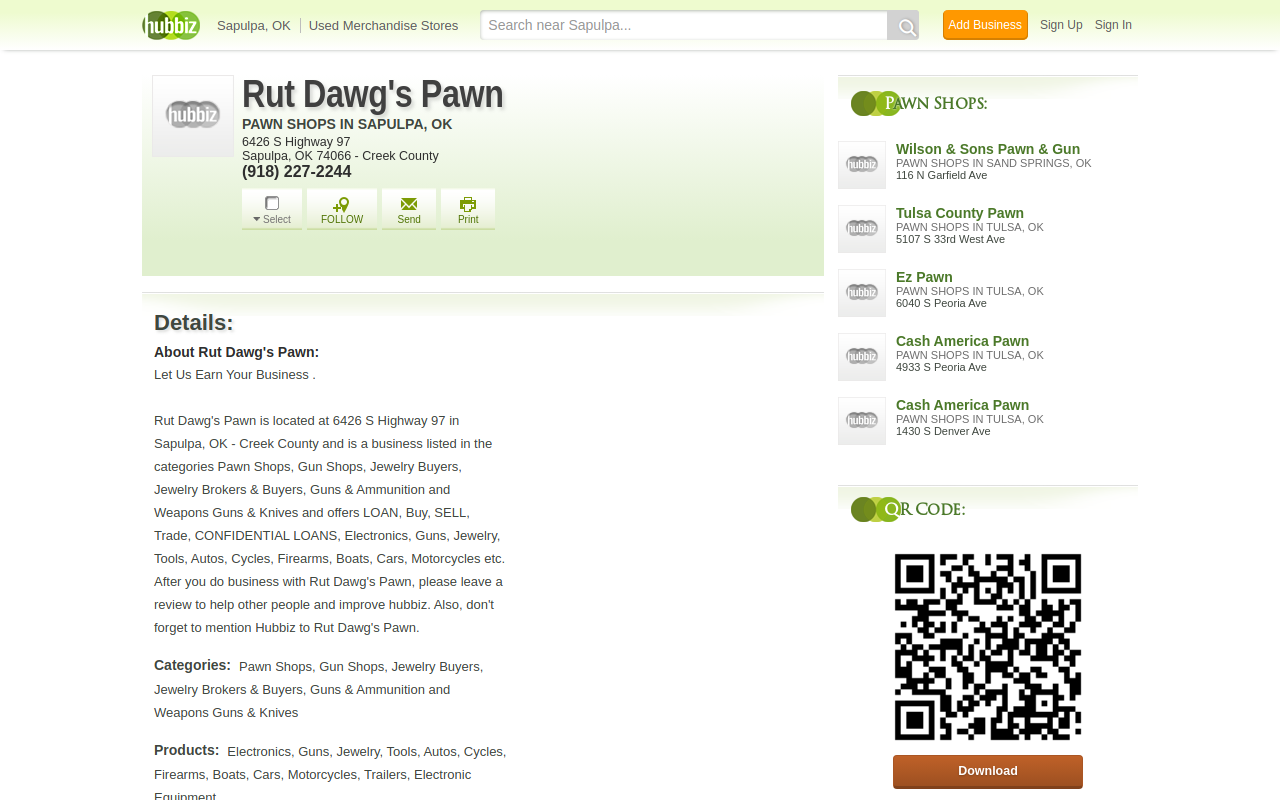 Rut Dawg's Pawn website preview
