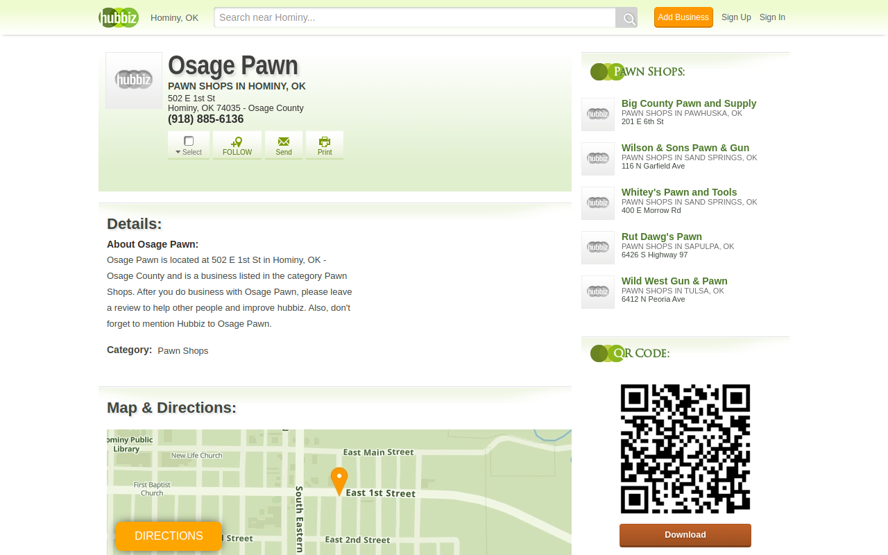 Osage Pawn website preview