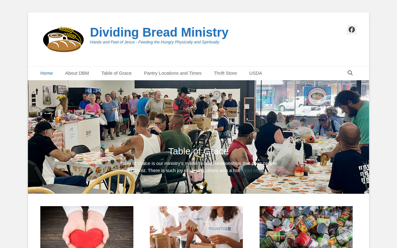 Dividing Bread Ministry Food Pantry Sperry website preview