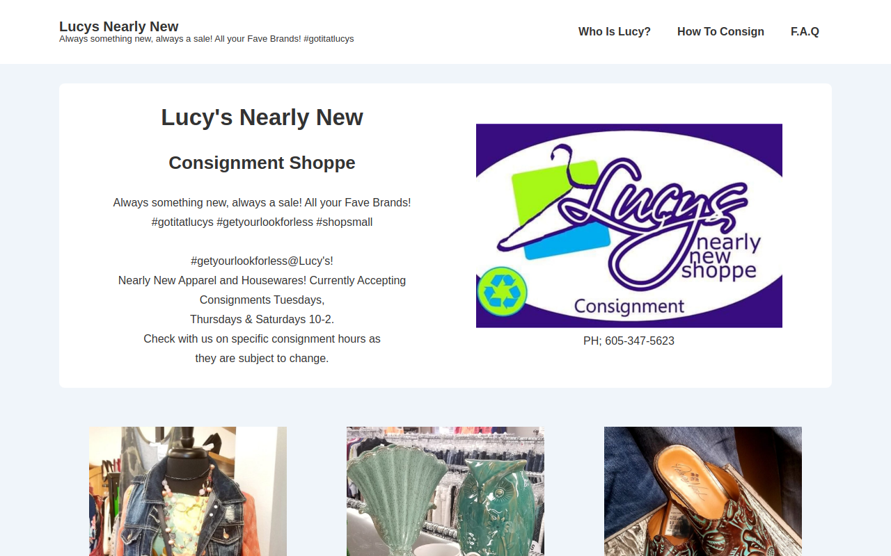 Lucy's Nearly New Shoppe website preview
