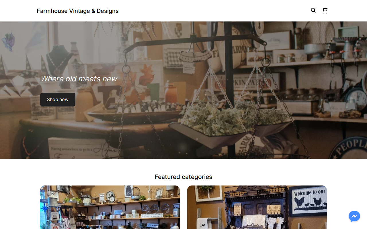 Farmhouse Vintage and Designs website preview