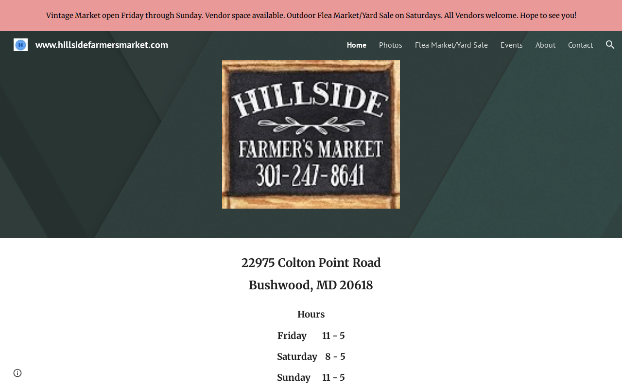 Hillside Farmer’s Market Bushwood website preview