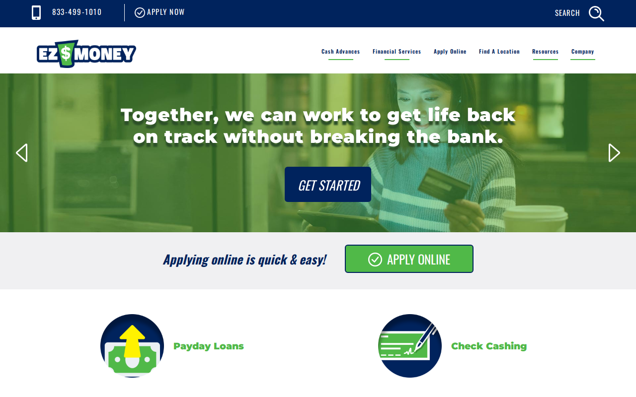 E-Z Money website preview