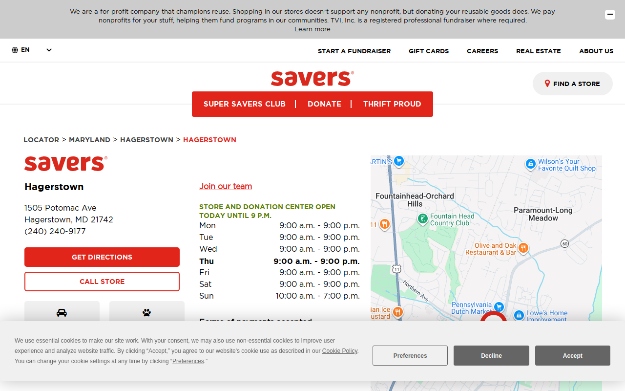 Savers website preview