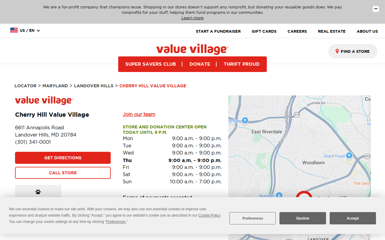 Value Village website preview