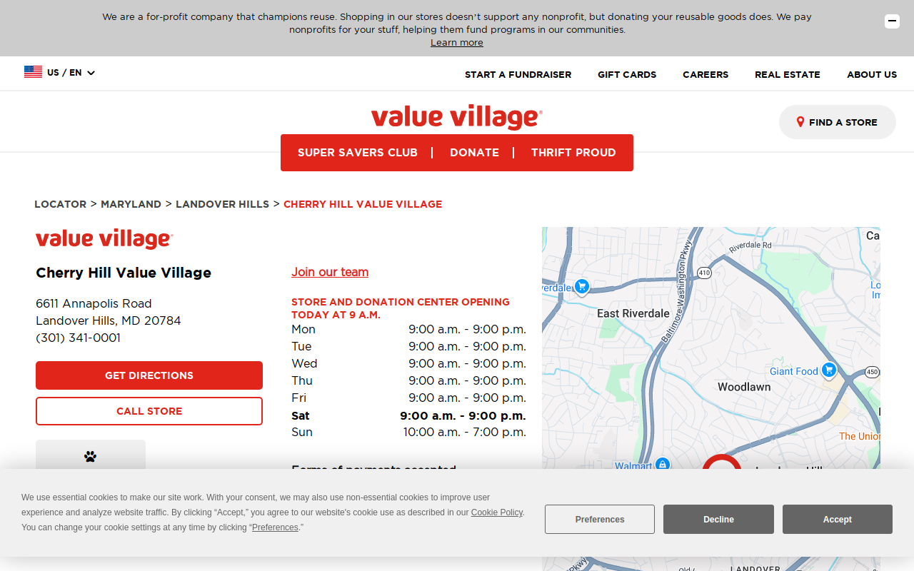 Value Village website preview