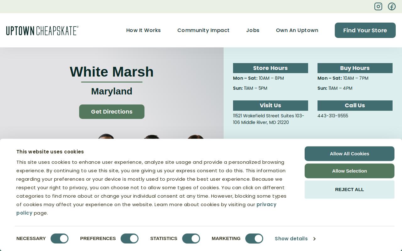 Uptown Cheapskate website preview