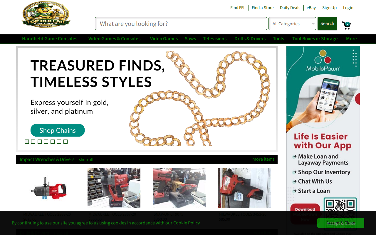 Top Dollar Pawn Shop website preview