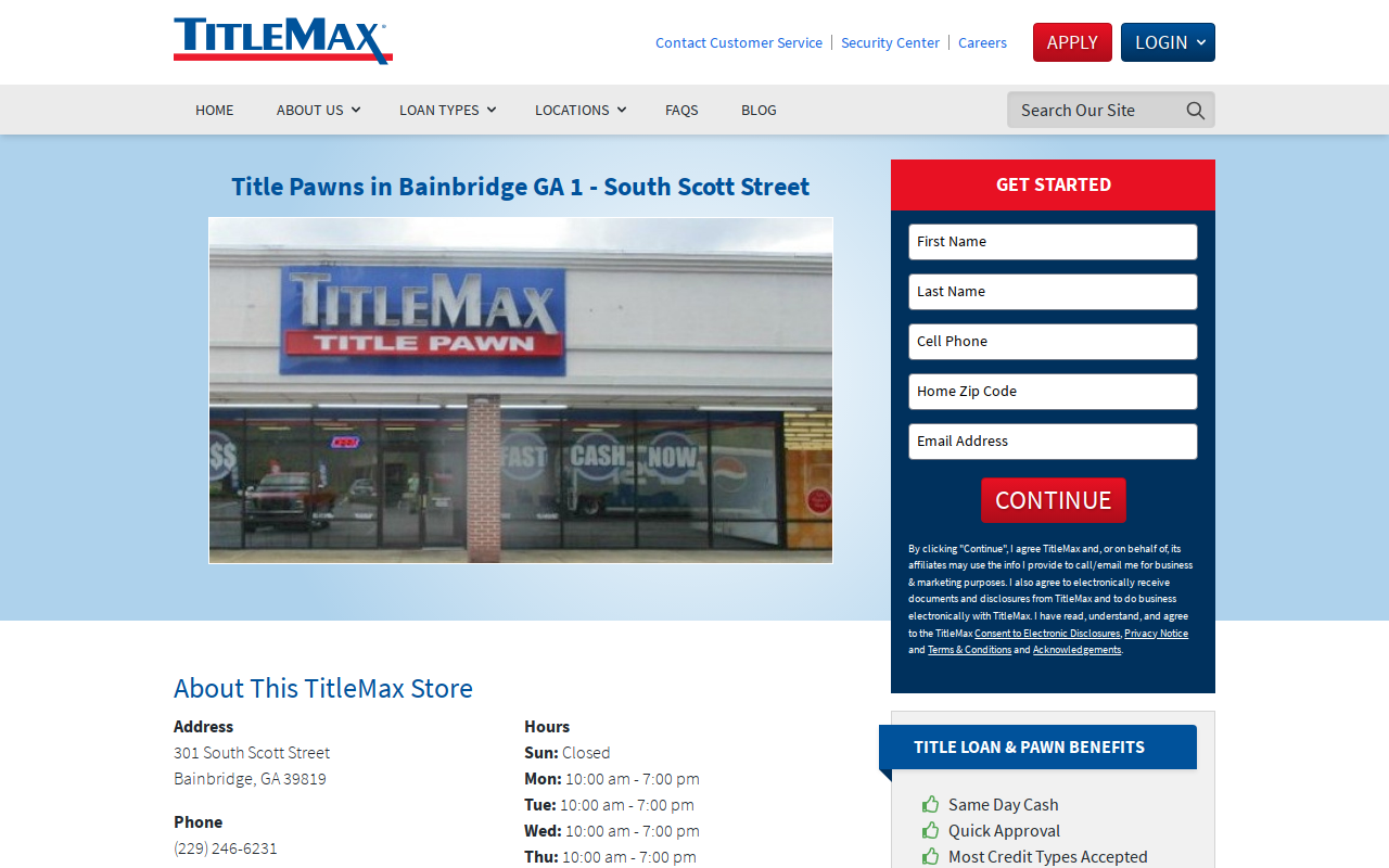 TitleMax Title Pawns website preview