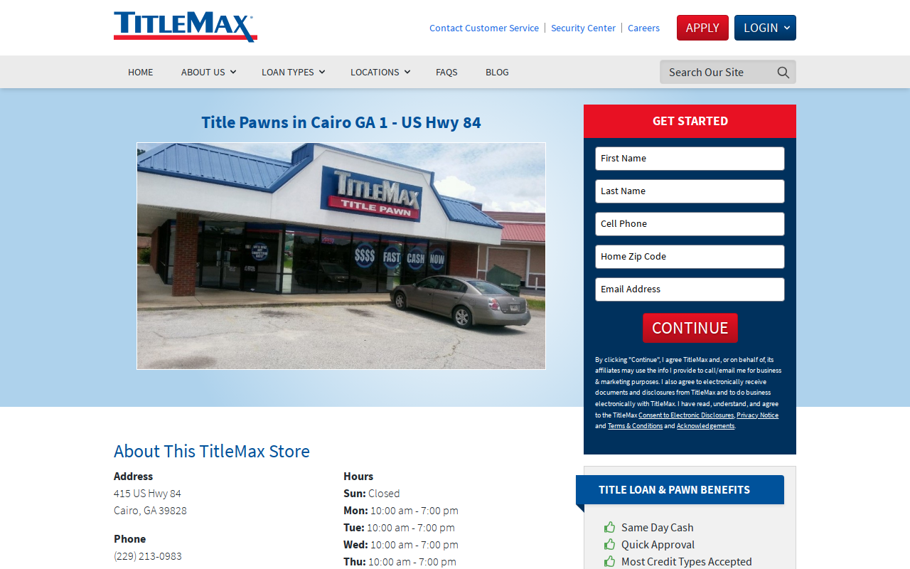 TitleMax Title Pawns website preview
