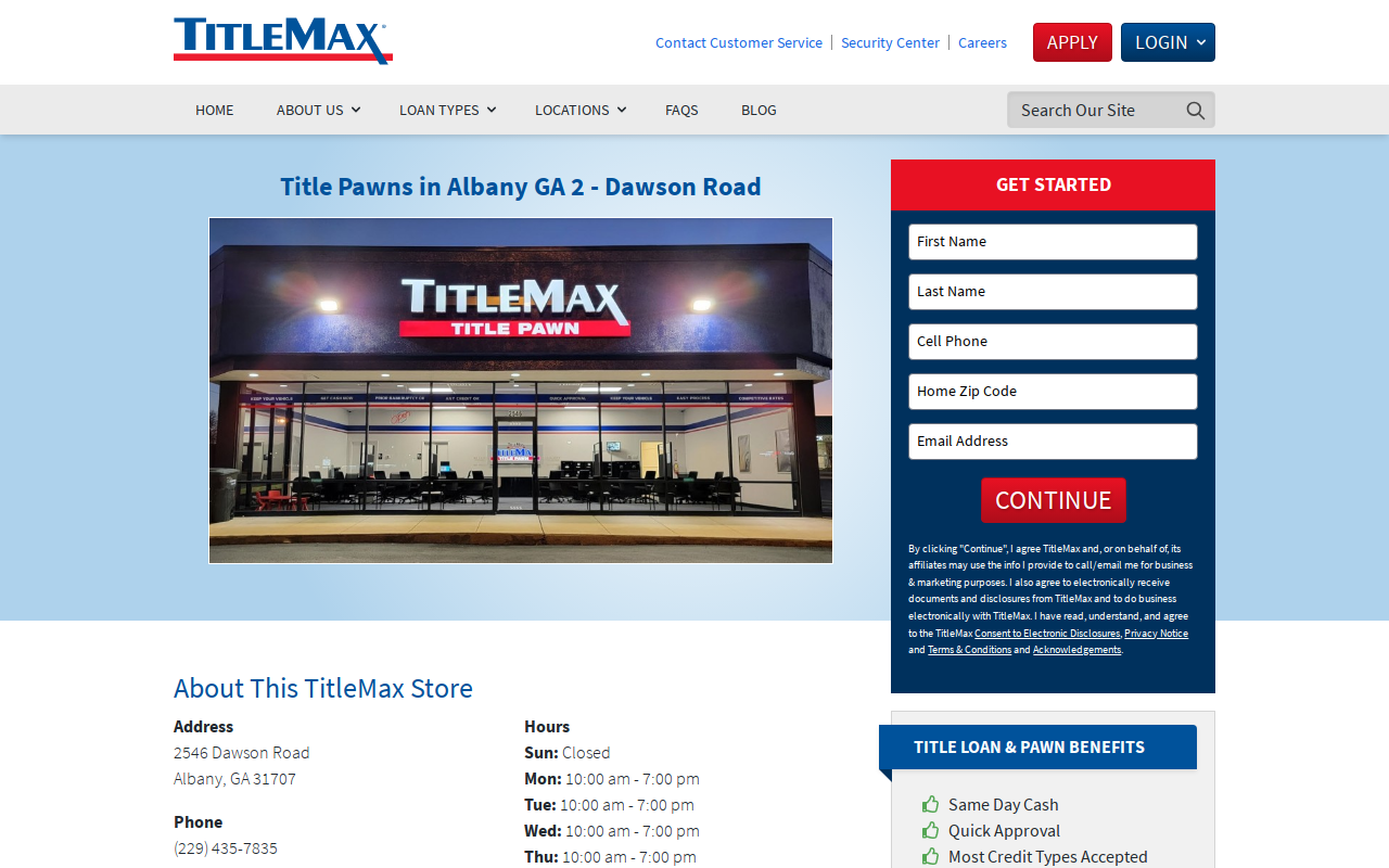 TitleMax Title Pawns website preview