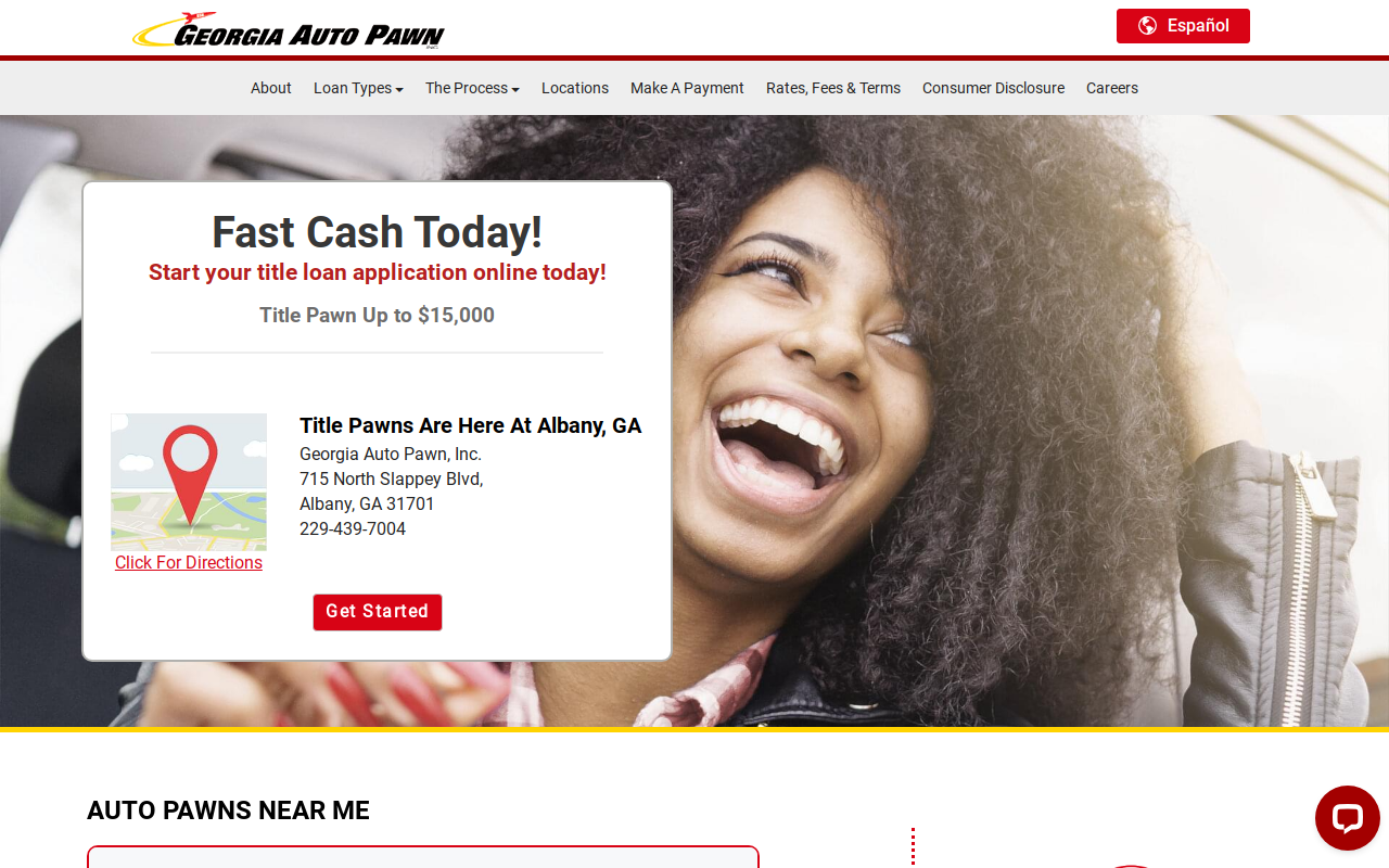 Georgia Auto Pawn website preview