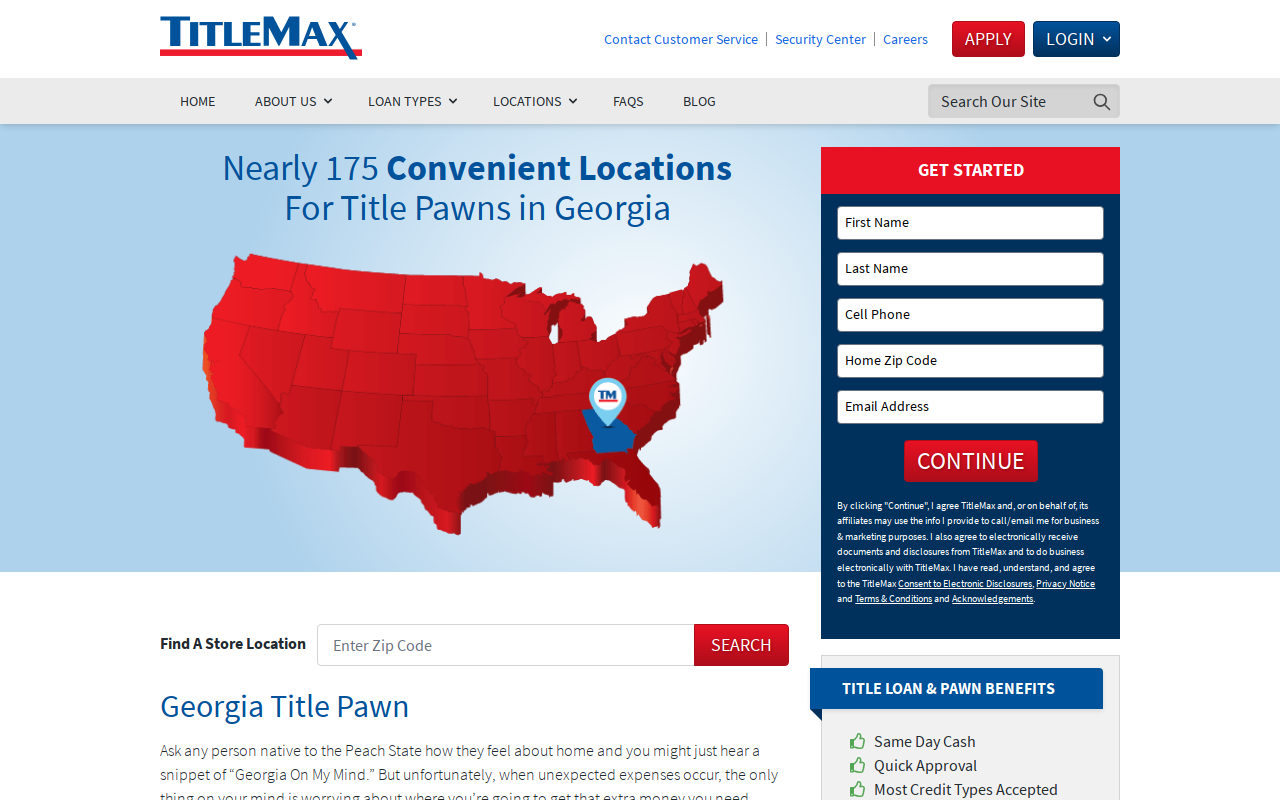 TitleMax Title Pawns website preview