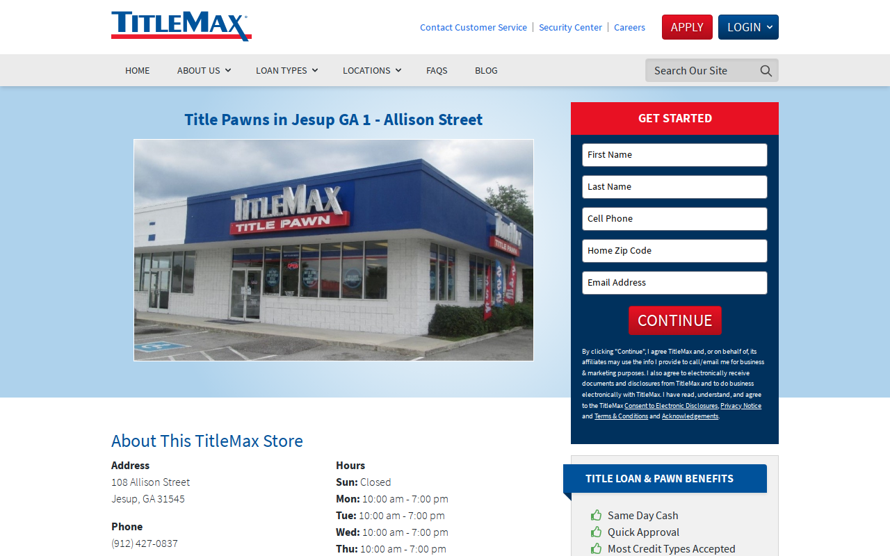 TitleMax Title Pawns website preview