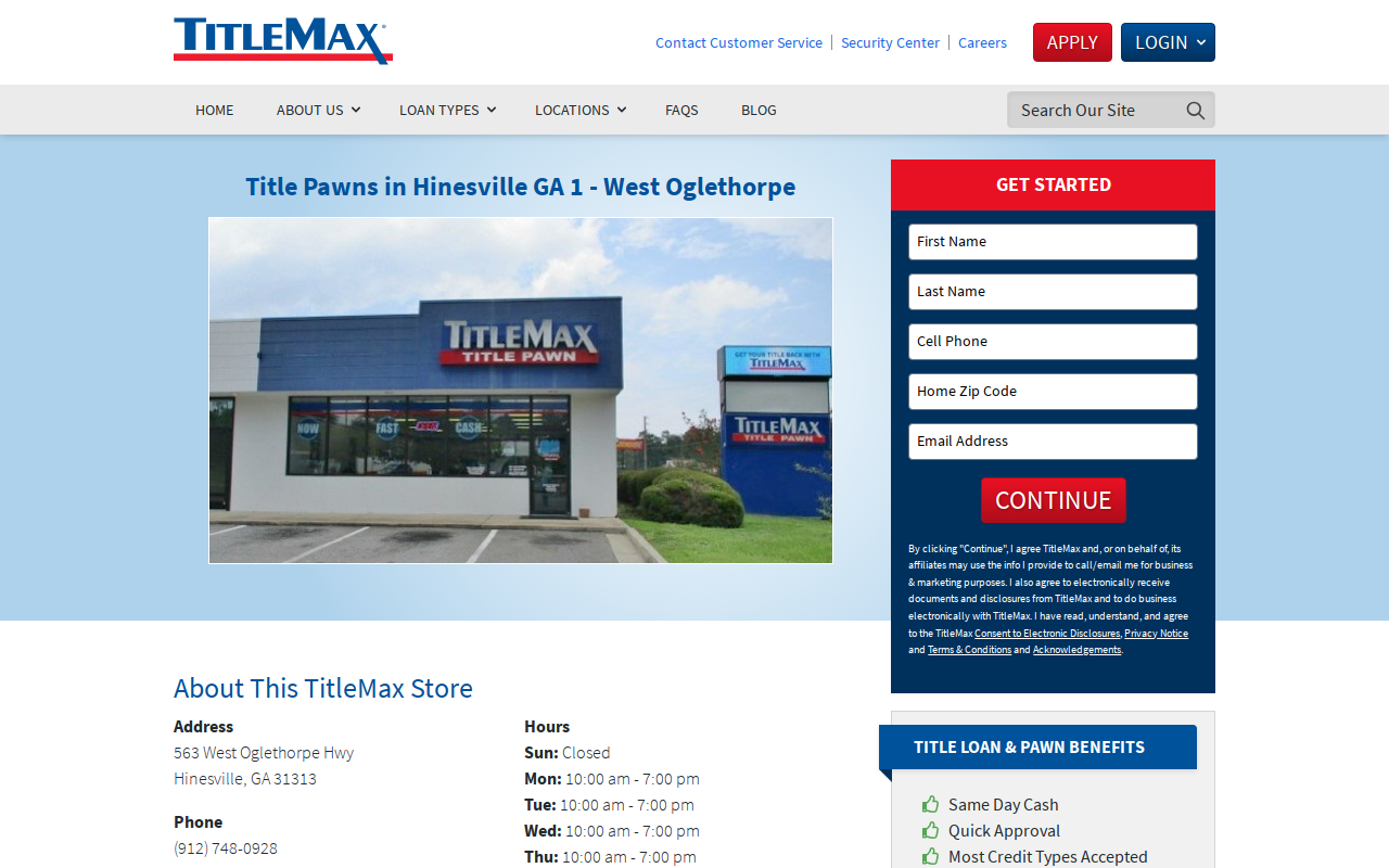 TitleMax Title Pawns website preview