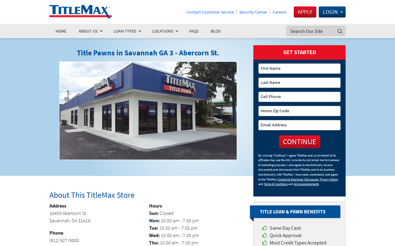TitleMax Title Pawns website preview