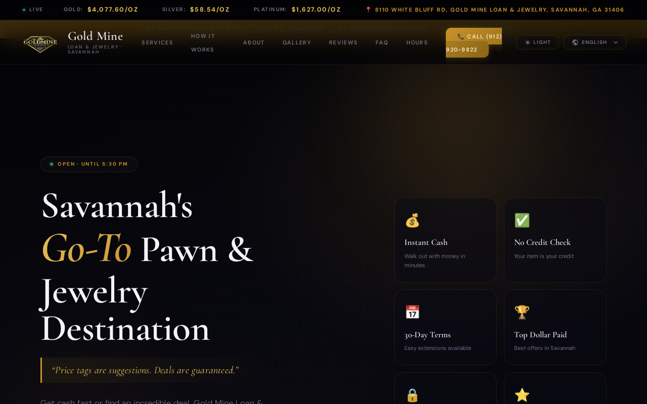 Gold Mine Loan and Jewelry website preview