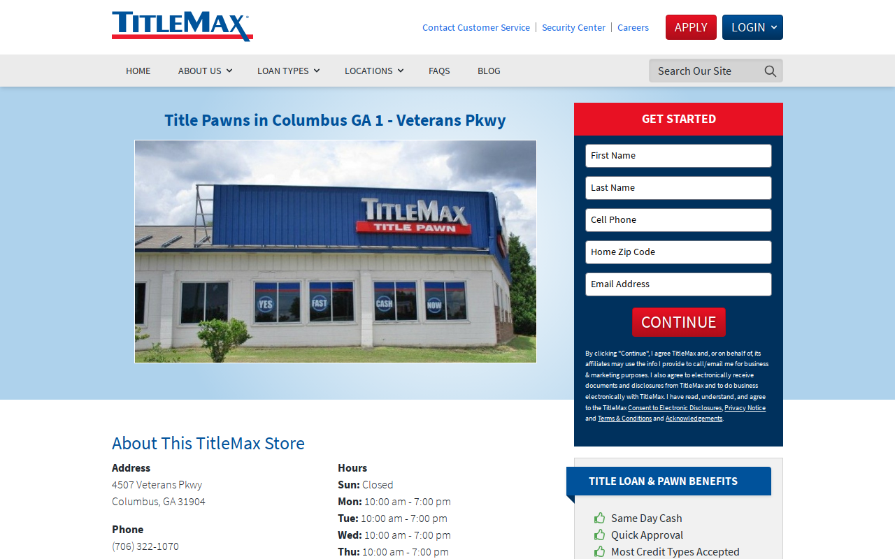 TitleMax Title Pawns website preview