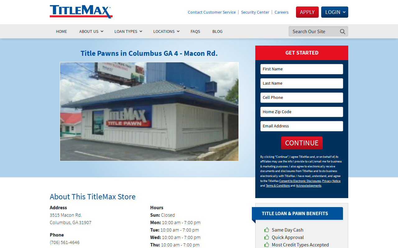 TitleMax Title Pawns website preview