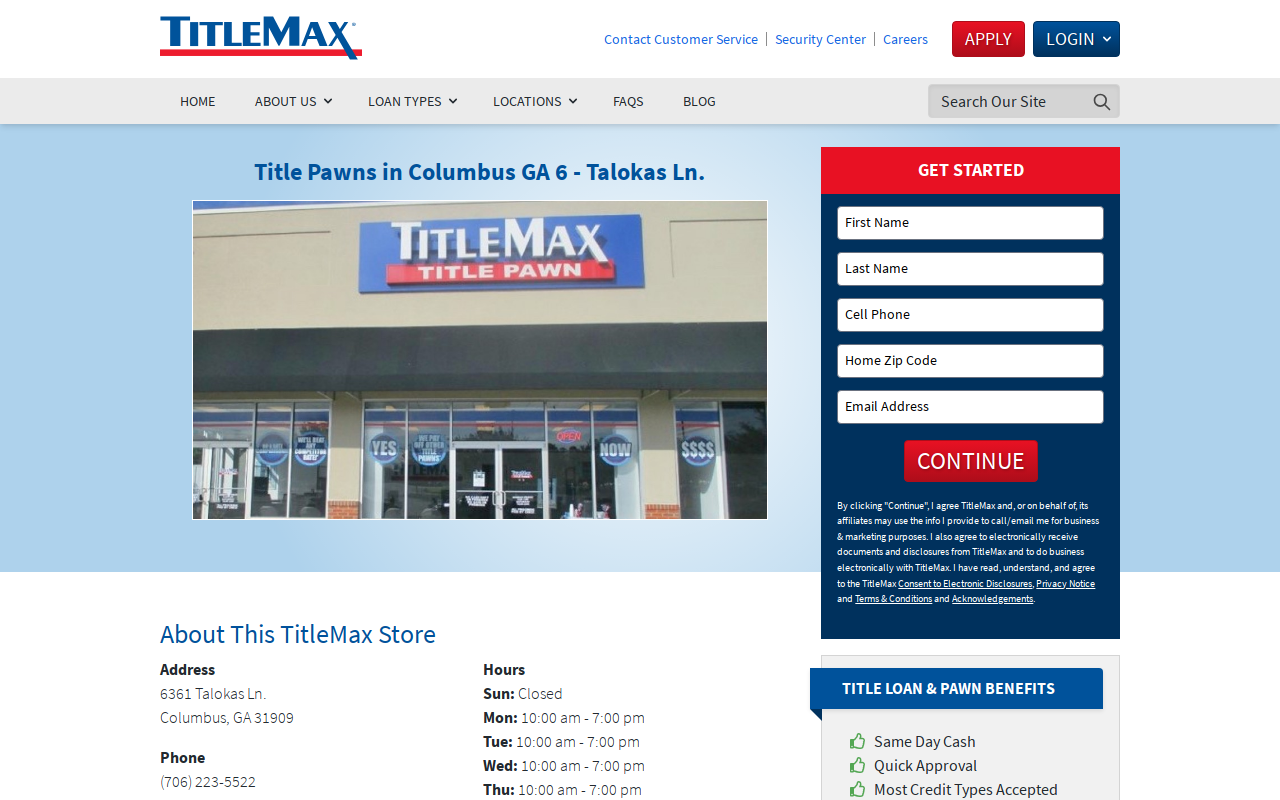 TitleMax Title Pawns website preview