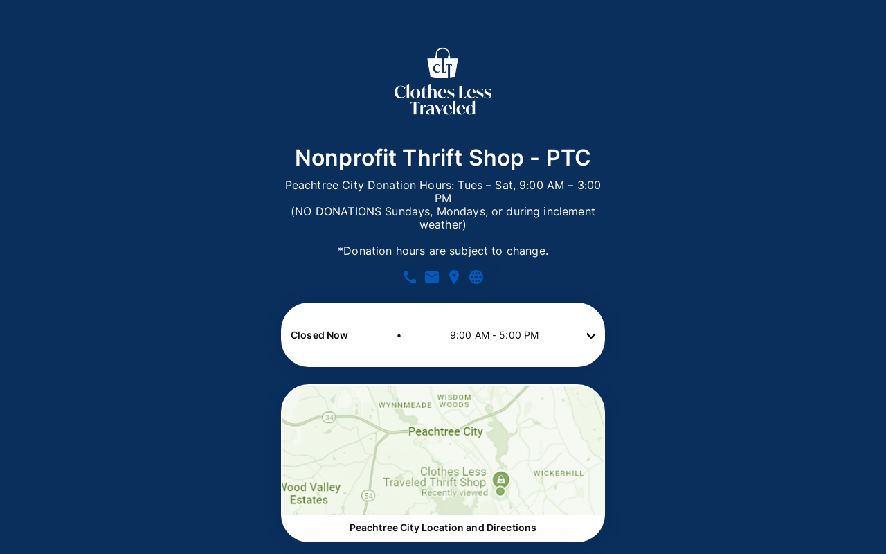 Clothes Less Traveled Thrift Shop website preview