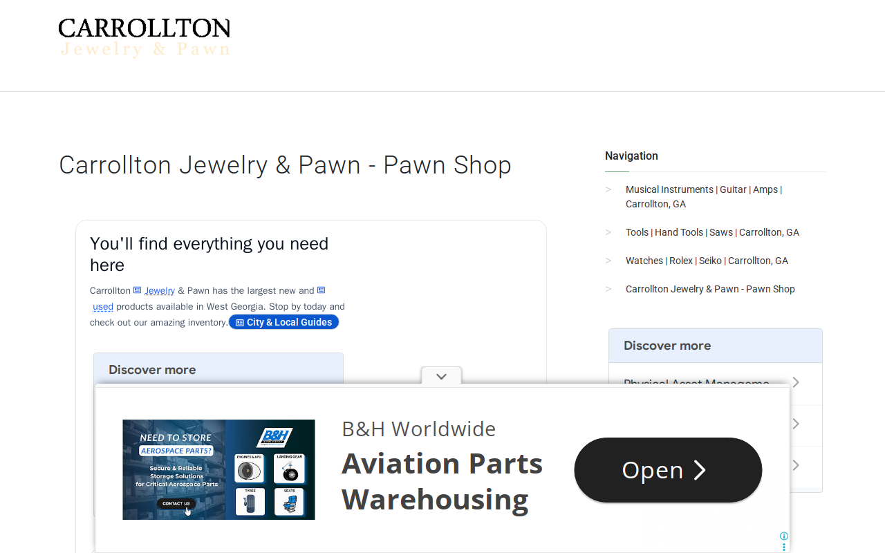 Carrollton Jewelry & Pawn website preview