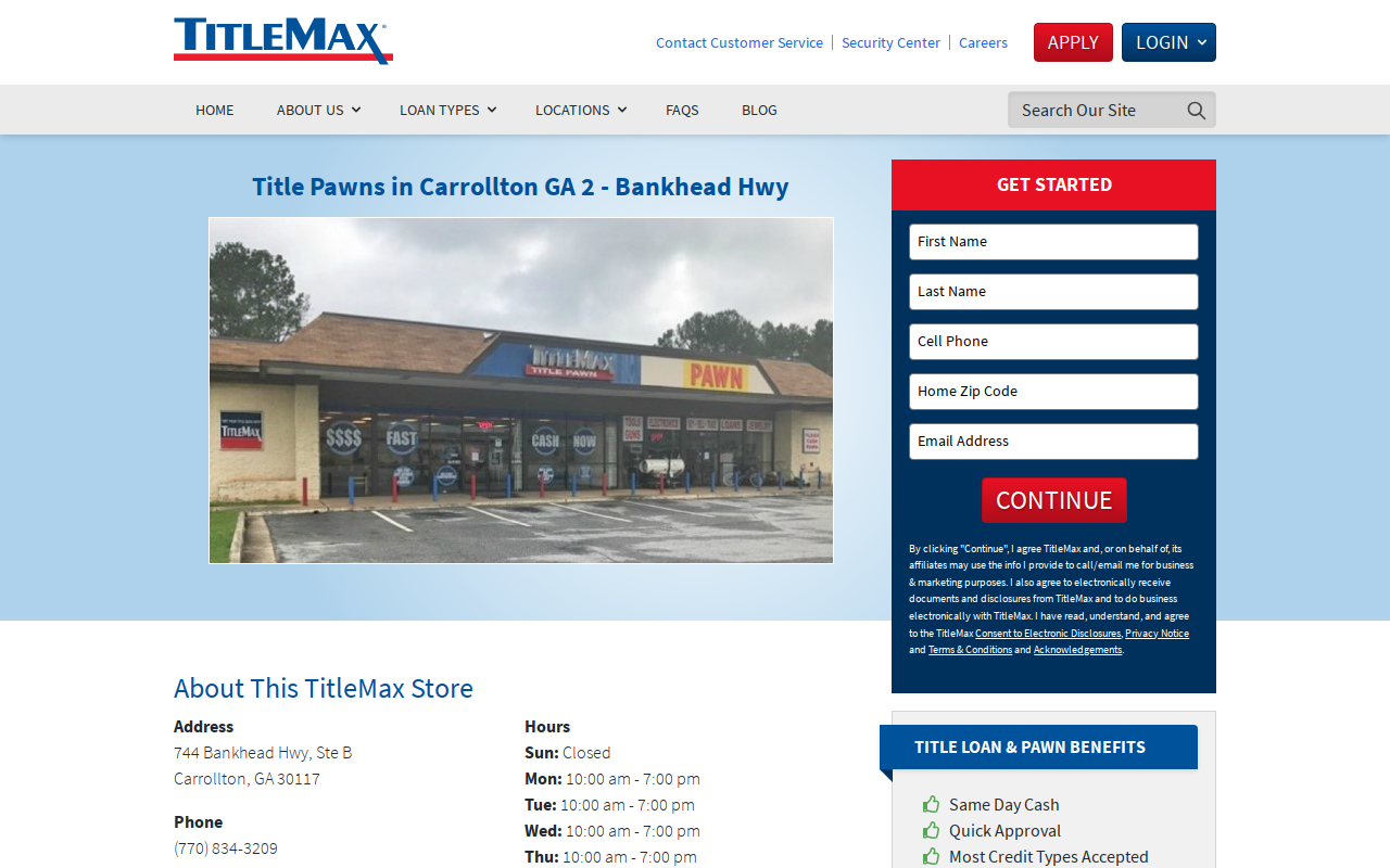 TitleMax Title Pawns website preview