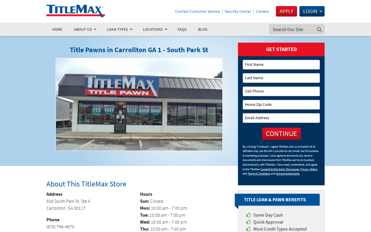TitleMax Title Pawns website preview