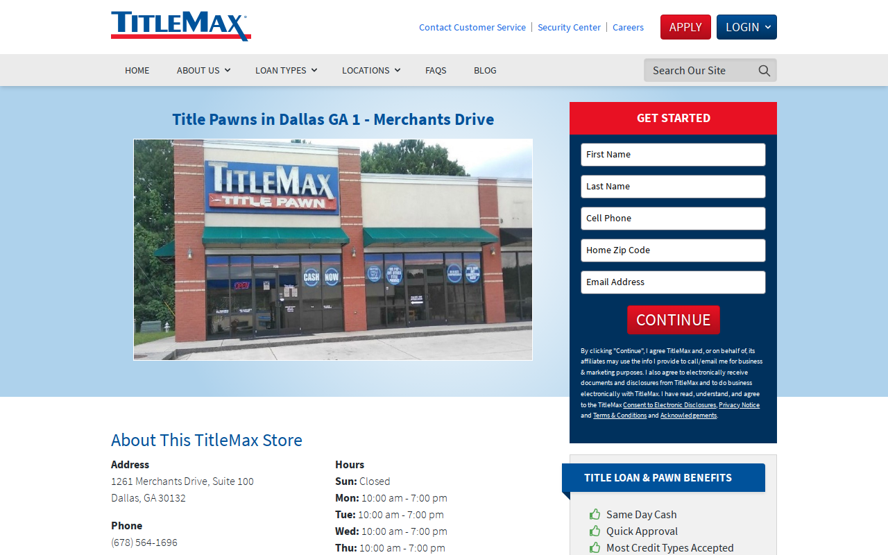 TitleMax Title Pawns website preview