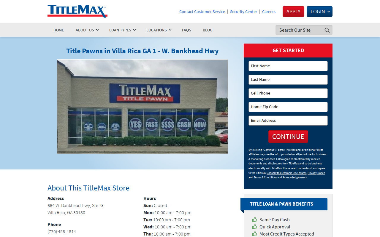 TitleMax Title Pawns website preview