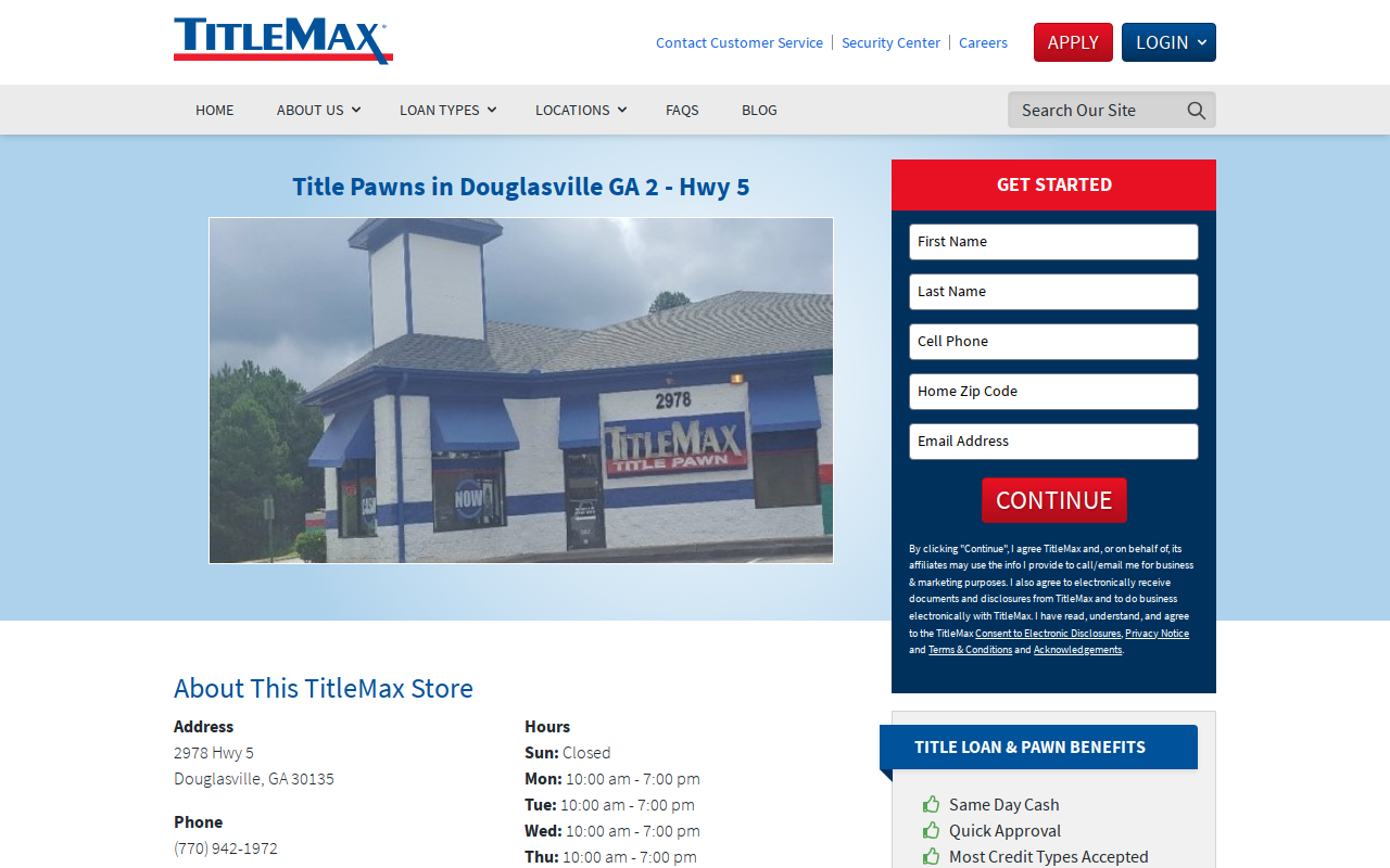 TitleMax Title Pawns website preview