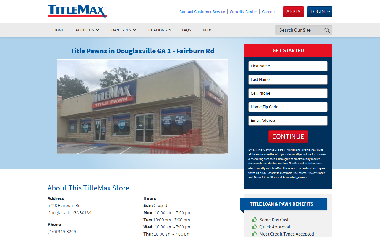 TitleMax Title Pawns website preview