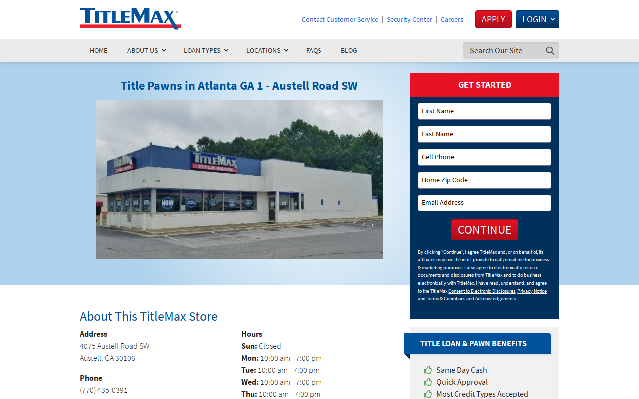 TitleMax Title Pawns website preview