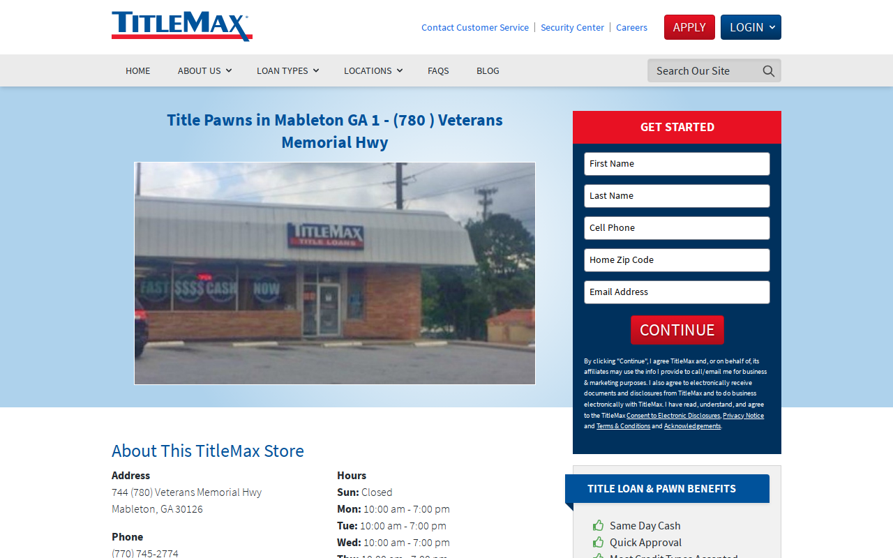 TitleMax Title Pawns website preview