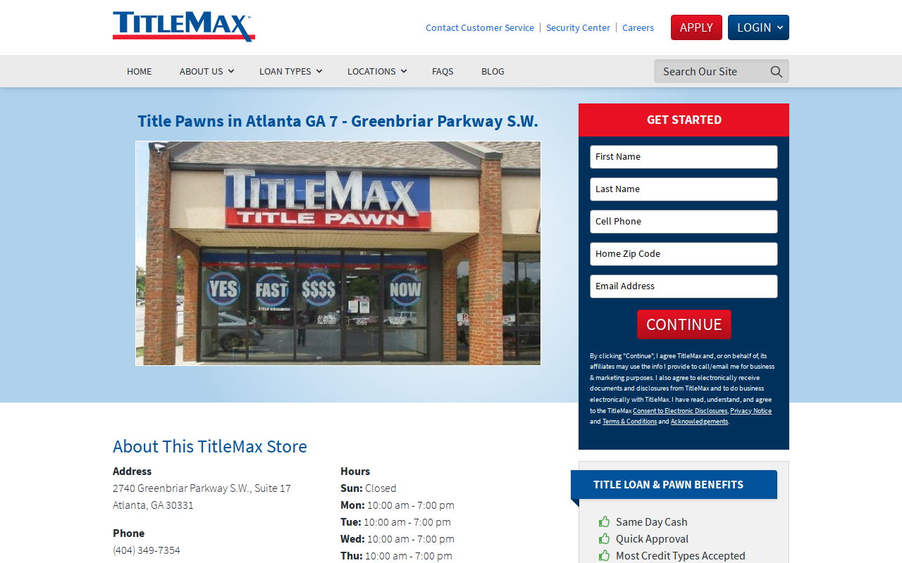 TitleMax Title Pawns website preview