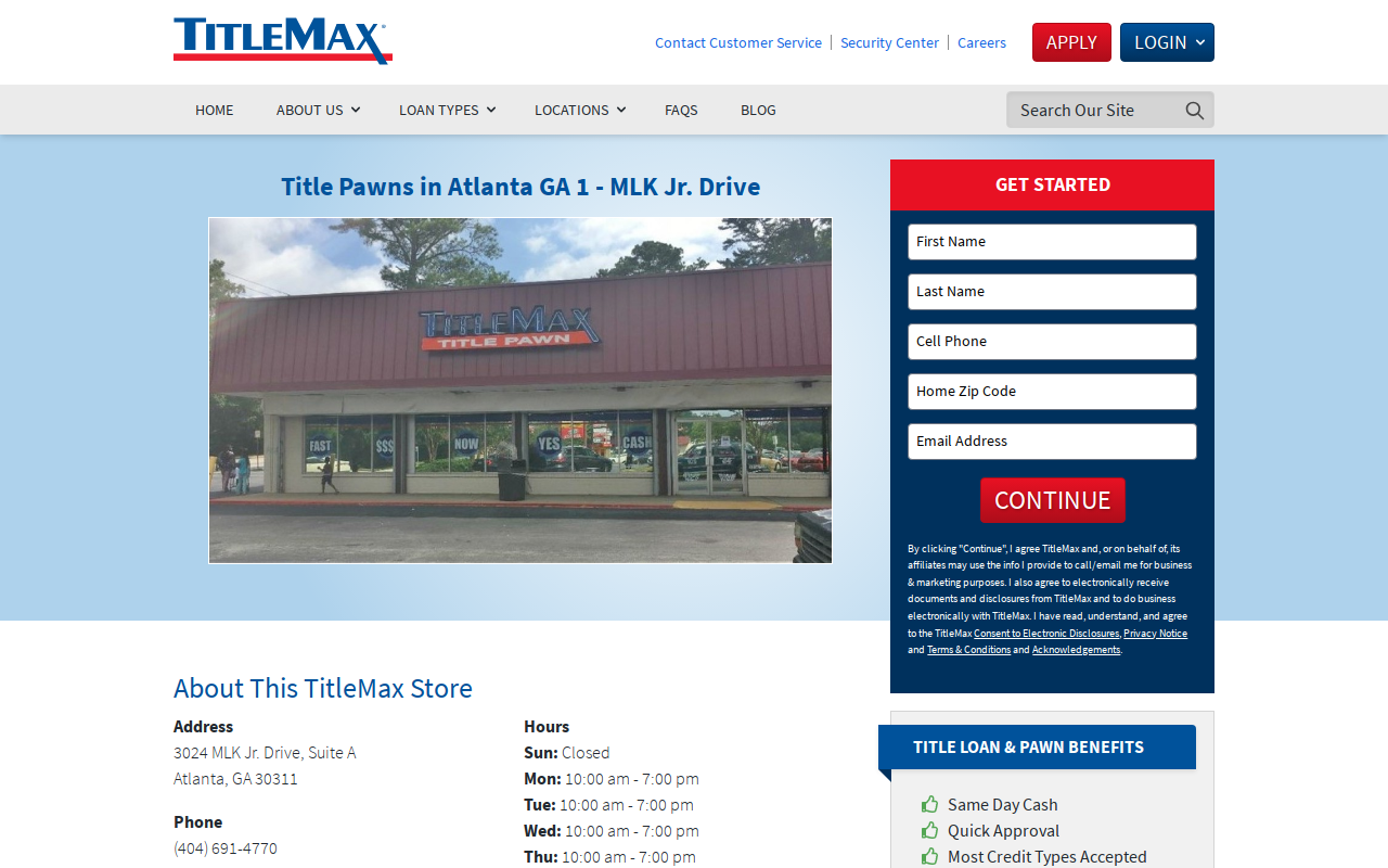 TitleMax Title Pawns website preview