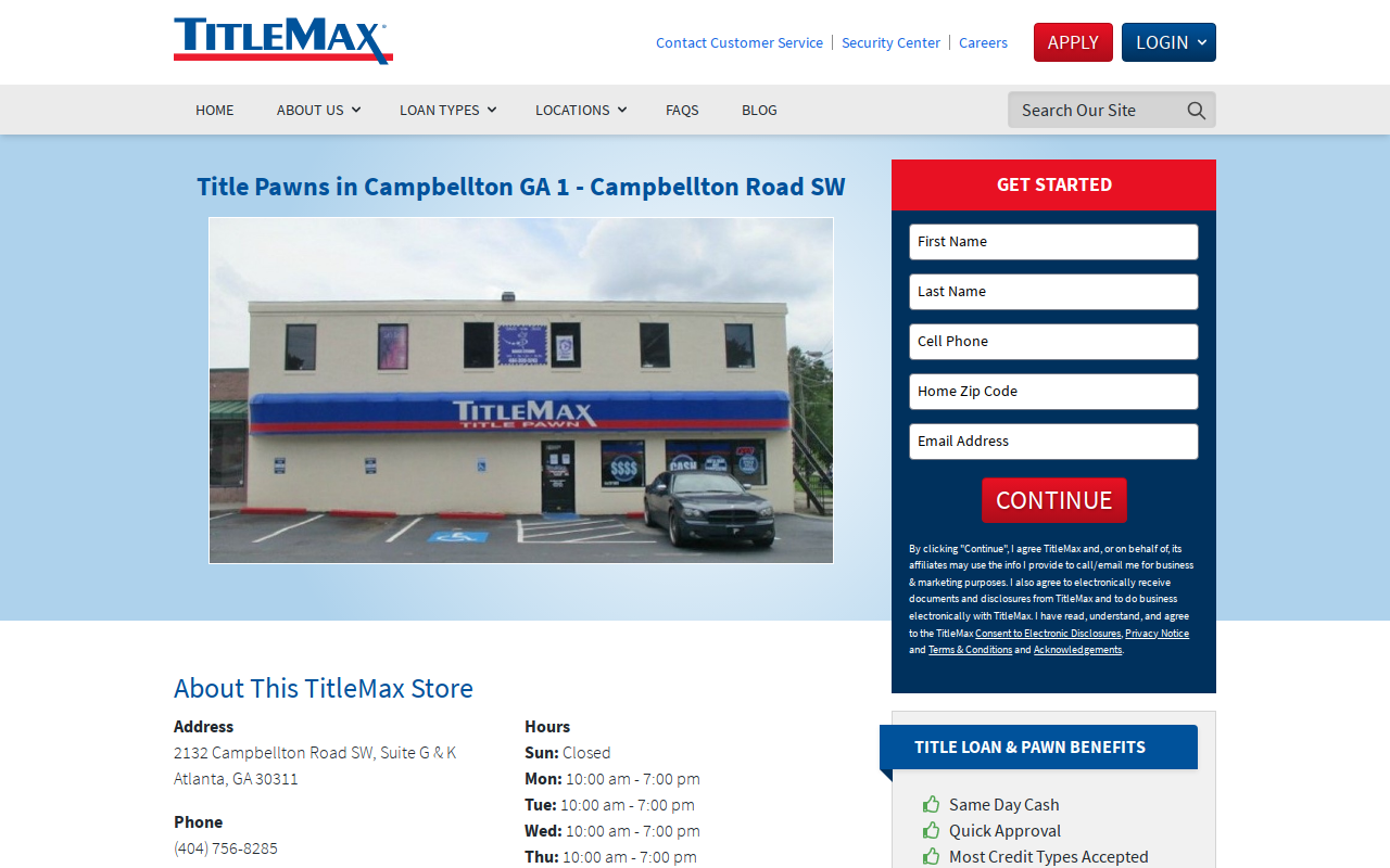 TitleMax Title Pawns website preview
