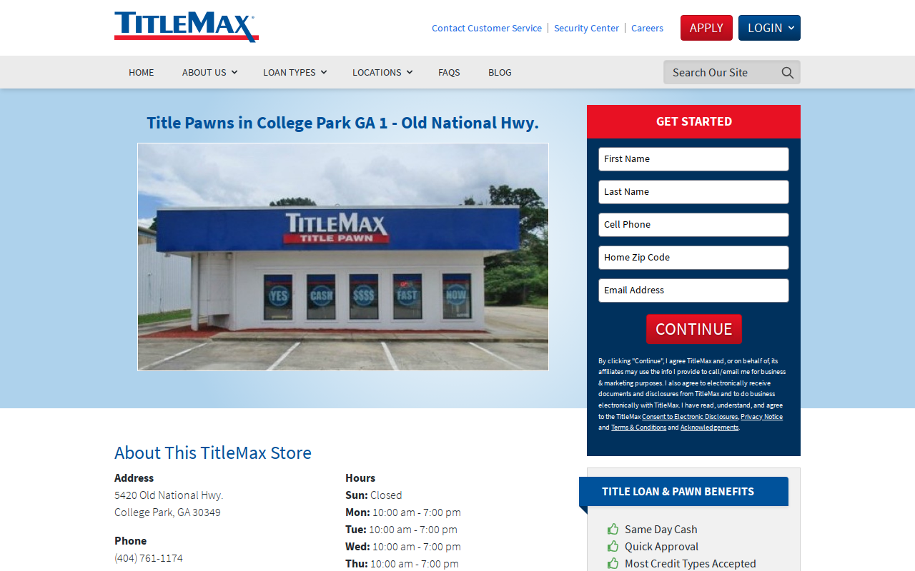 TitleMax Title Pawns website preview