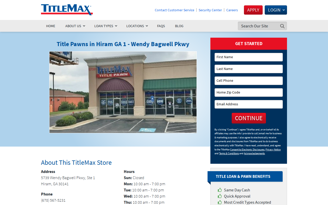 TitleMax Title Pawns website preview