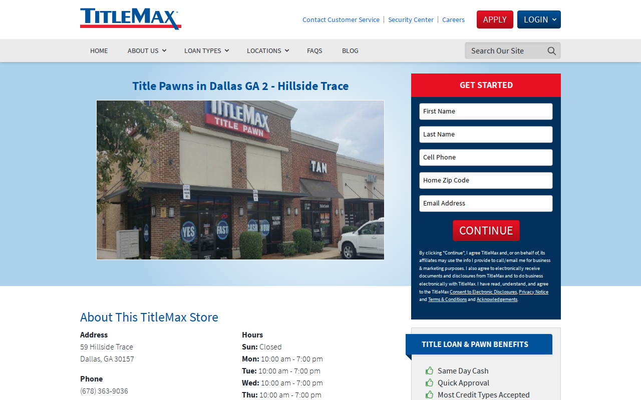 TitleMax Title Pawns website preview