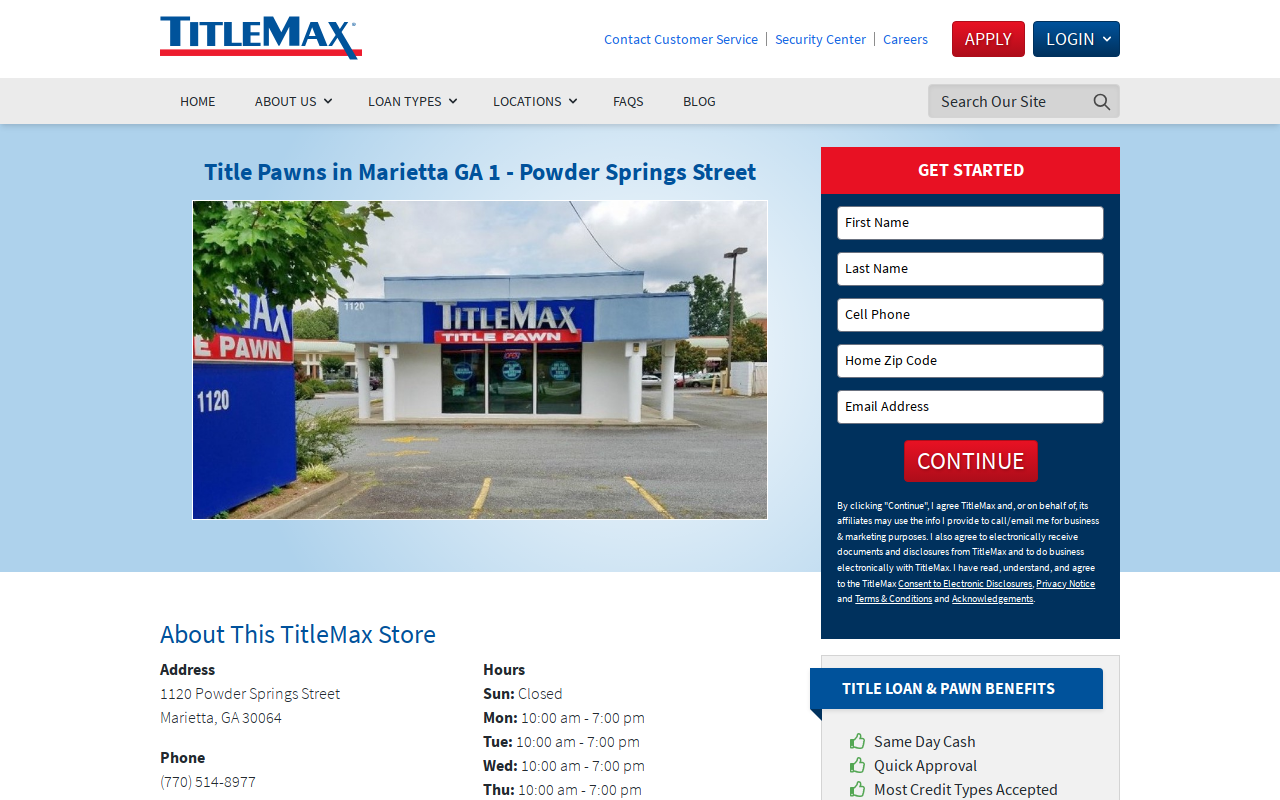 TitleMax Title Pawns website preview